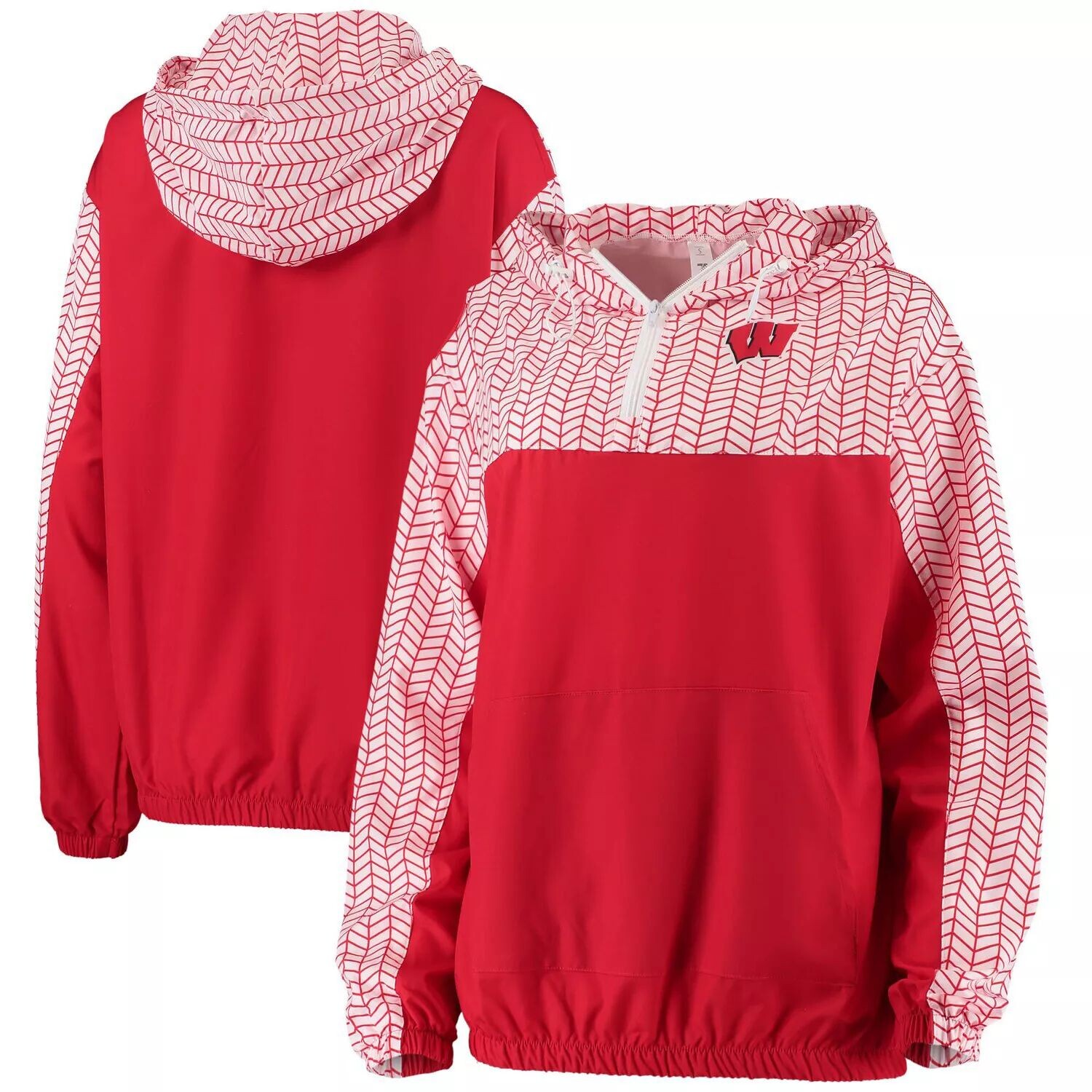 

Женская куртка с капюшоном ZooZatz Red Wisconsin Badgers Chevron Swishy с молнией четверть четверти