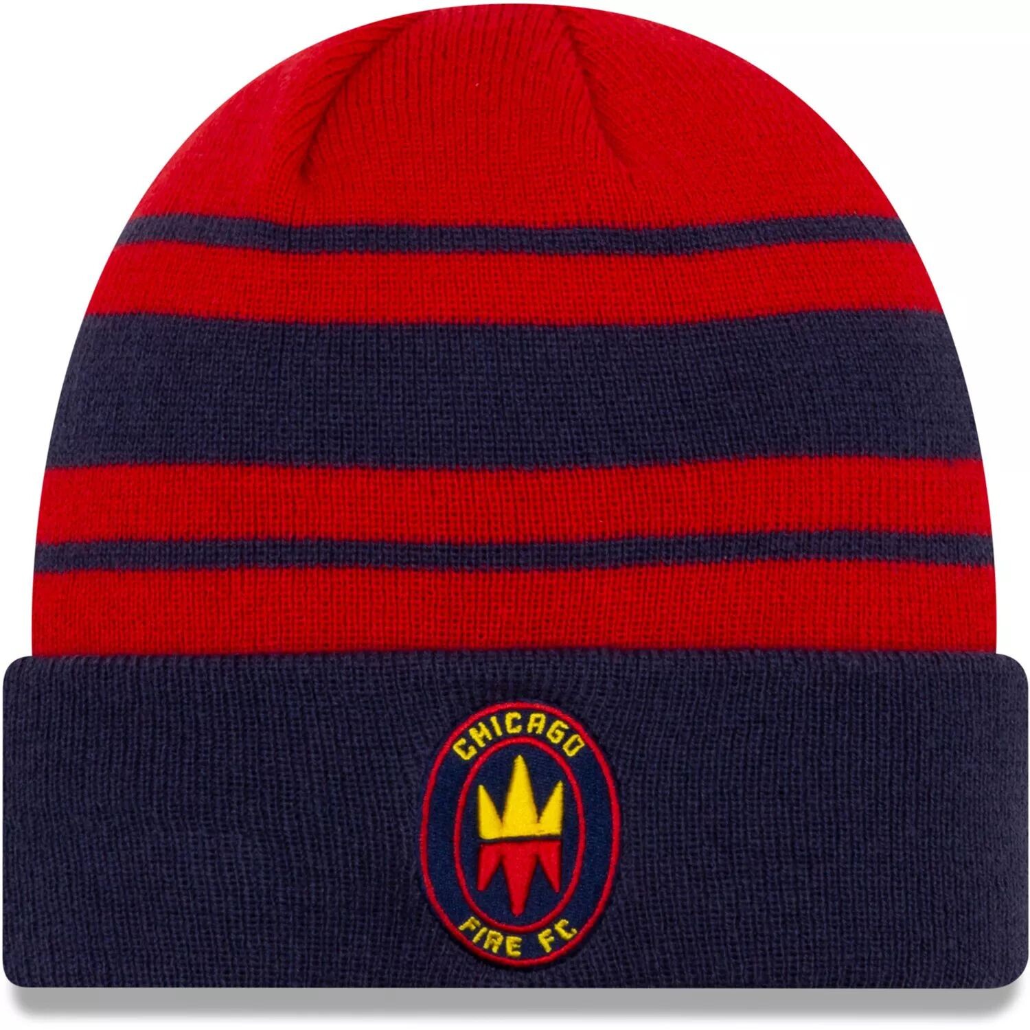 

Мужская вязаная шапка New Era красного/темно-синего цвета с манжетами Chicago Fire