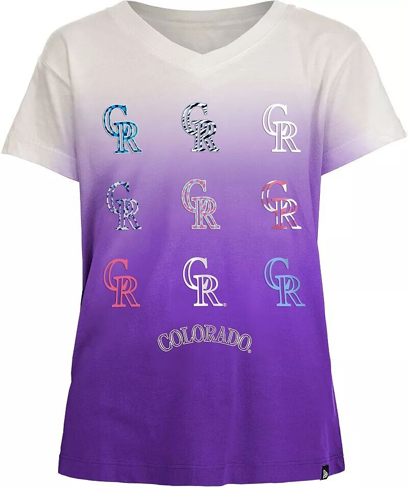 

Фиолетовая футболка с v-образным вырезом New Era Girls Colorado Rockies