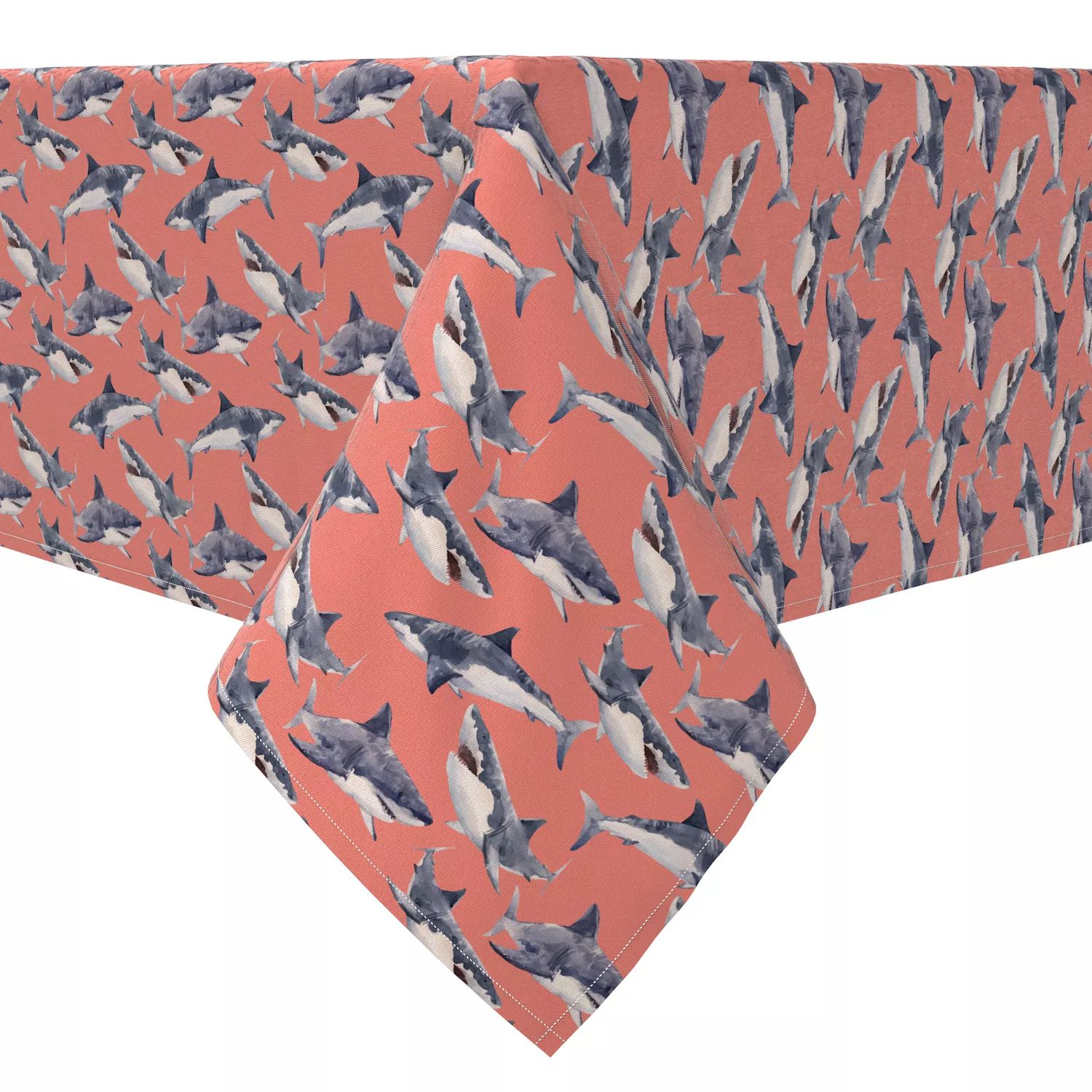Квадратная скатерть, 100% хлопок, 60x60 дюймов, фон с изображением акулы