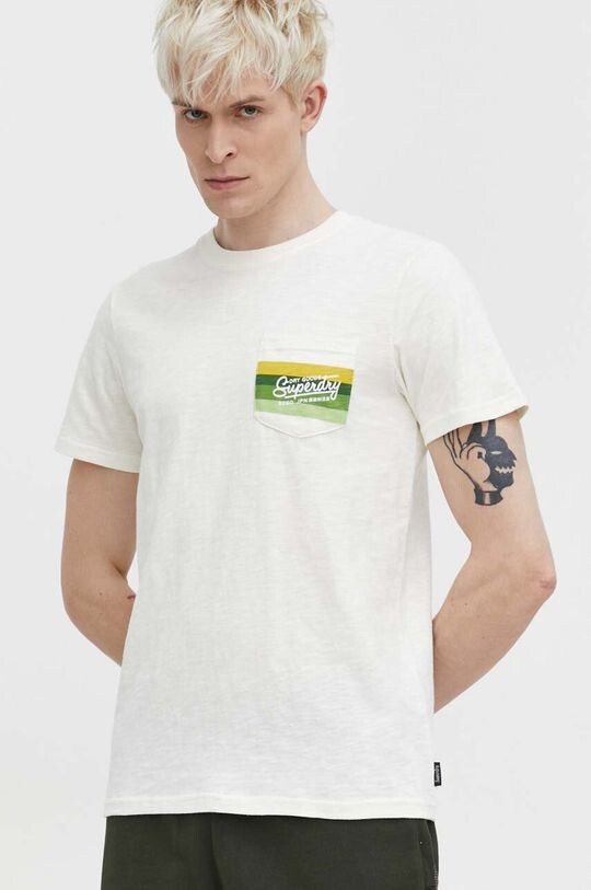 

Хлопковая футболка Superdry, бежевый