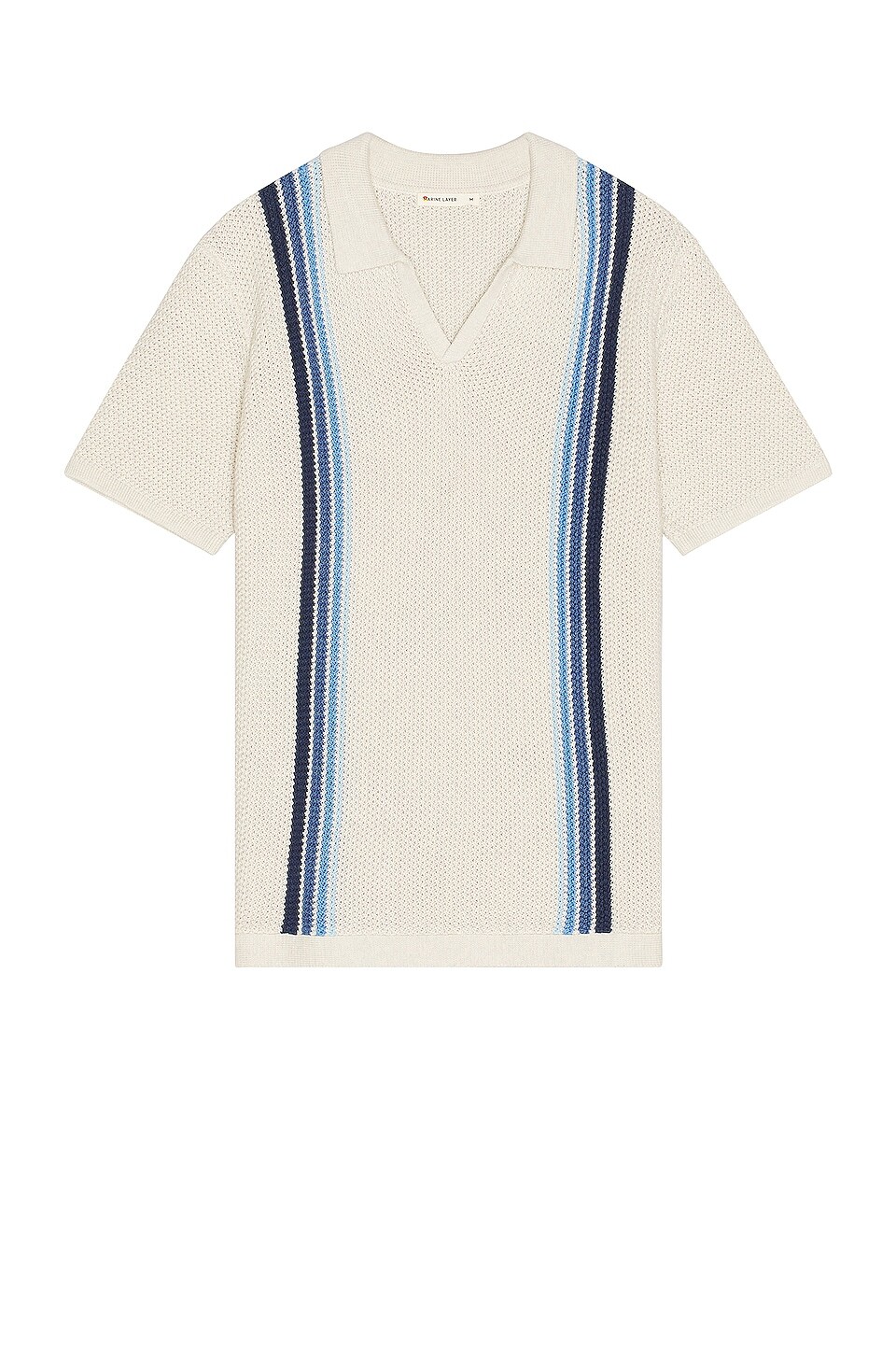 

Свитер Marine Layer Conrad Vertical Stripe Polo, цвет Oatmeal Blue Stripe