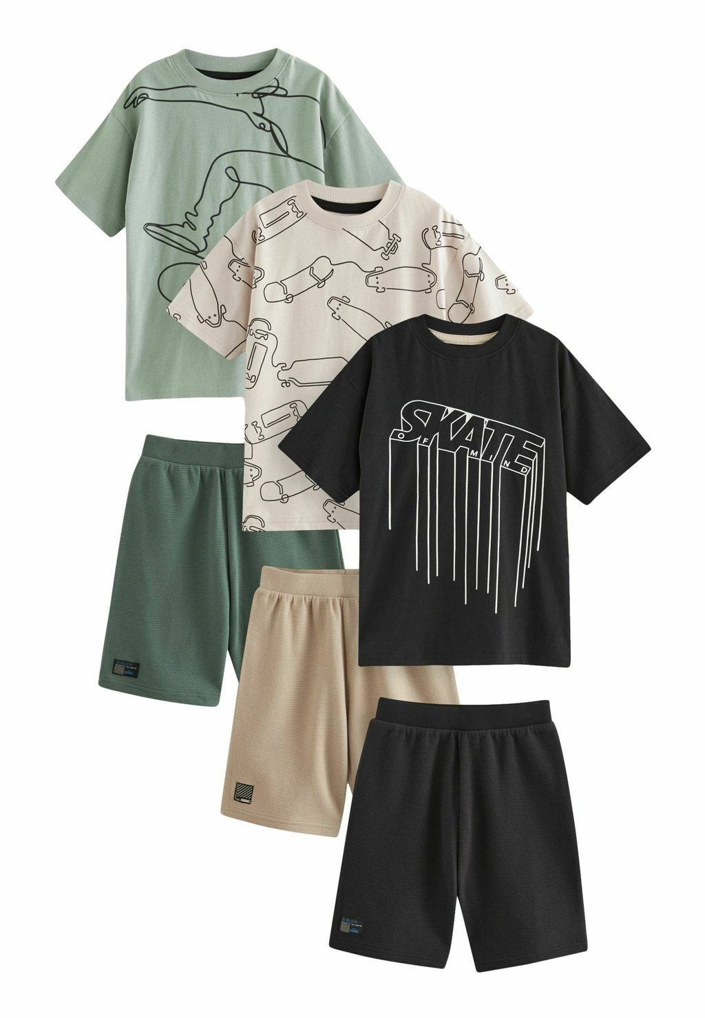 цена Комплект одежды для сна 3 PACK-REGULAR FIT Next, цвет black green cement skateboard textured