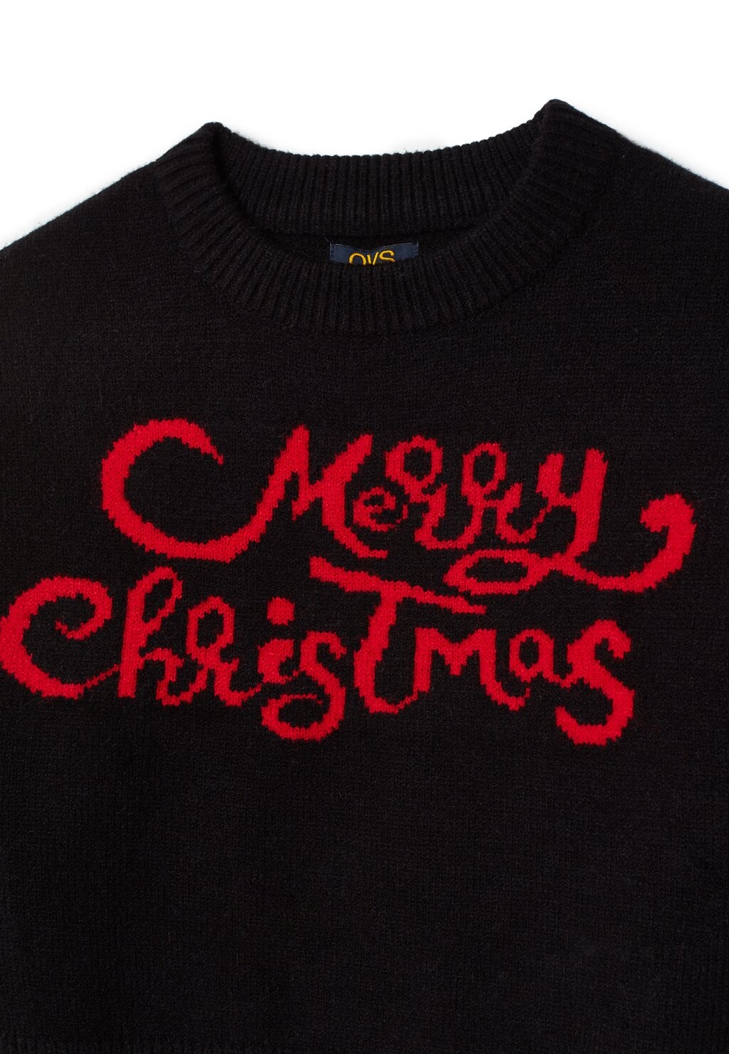 

Вязаный свитер Christmas Jacquard Lettering OVS, черный