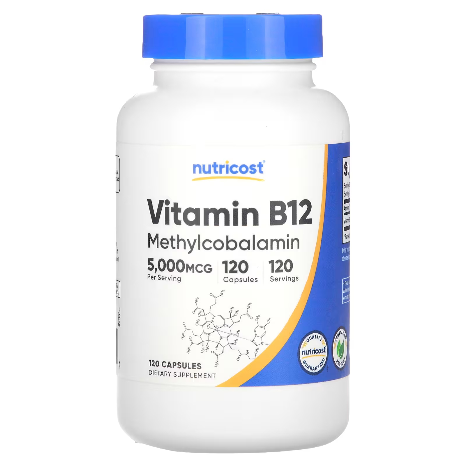 Витамин B12 Nutricost 5000 мкг, 120 капсул витамин b12 nutricost 1000 мкг 240 капсул