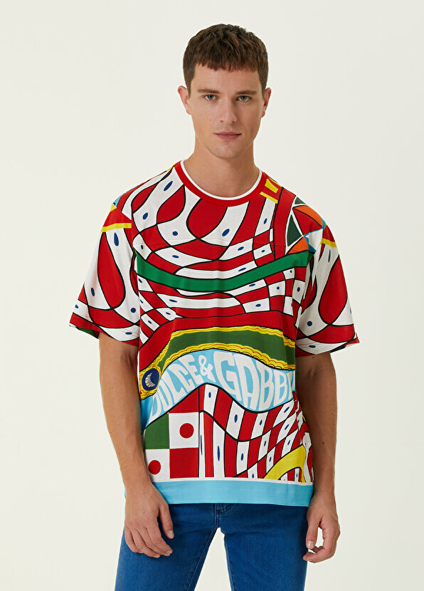 

Красная футболка с узором carretto Dolce&Gabbana, Красный, Красная футболка с узором carretto Dolce&Gabbana