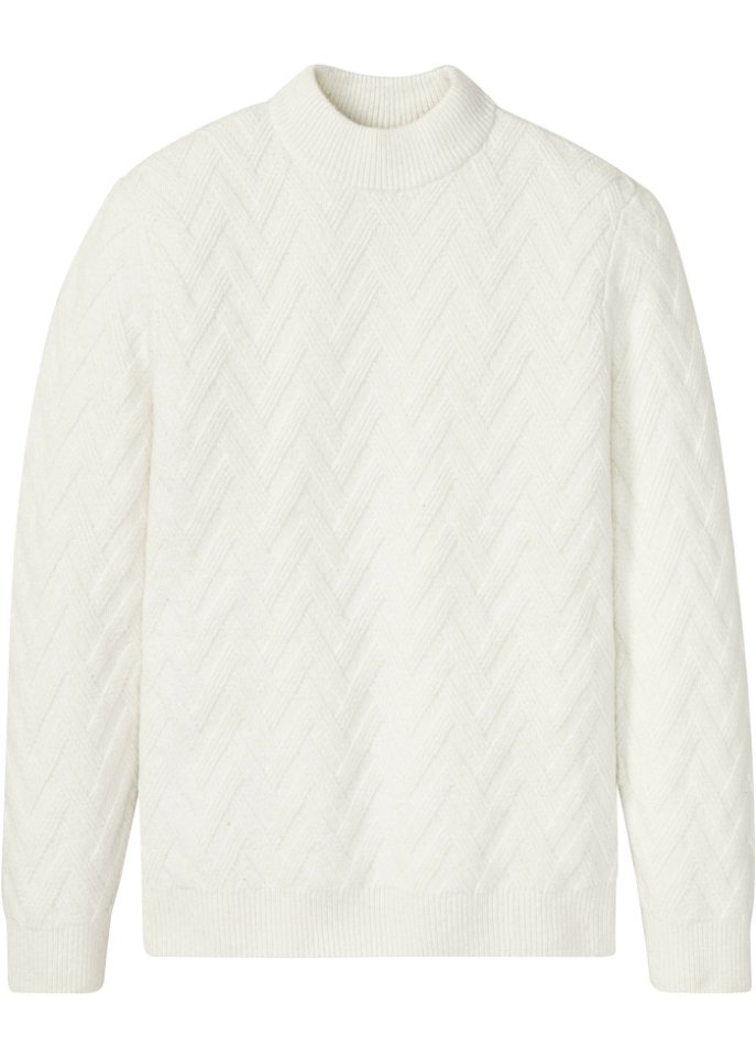 Структурный свитер с воротником-стойкой Bpc Bonprix Collection, белый свитер тонкой вязки с воротником стойкой bpc bonprix collection зеленый