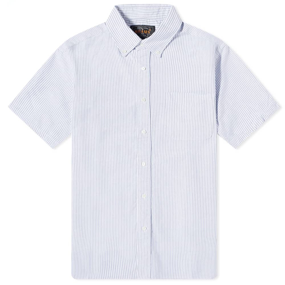 Рубашка с коротким рукавом в полоску Beams Plus BD Candy Stripe, синий