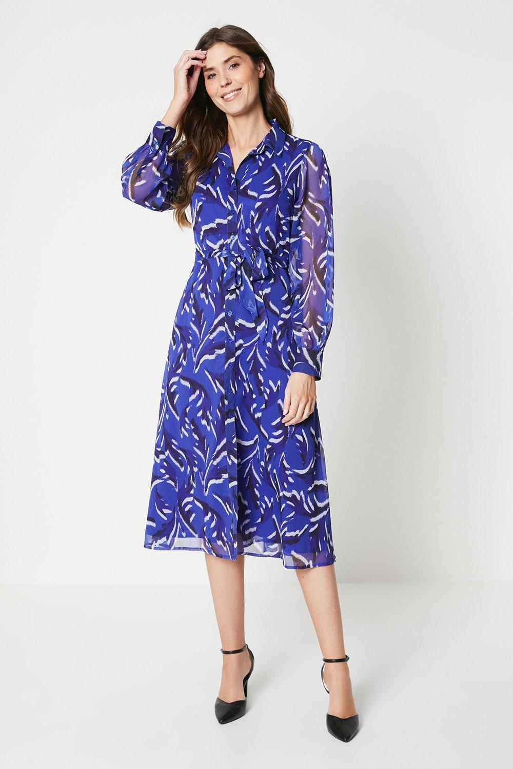 Платье-рубашка миди с поясом Wallis, темно-синий платье рубашка с поясом vassa