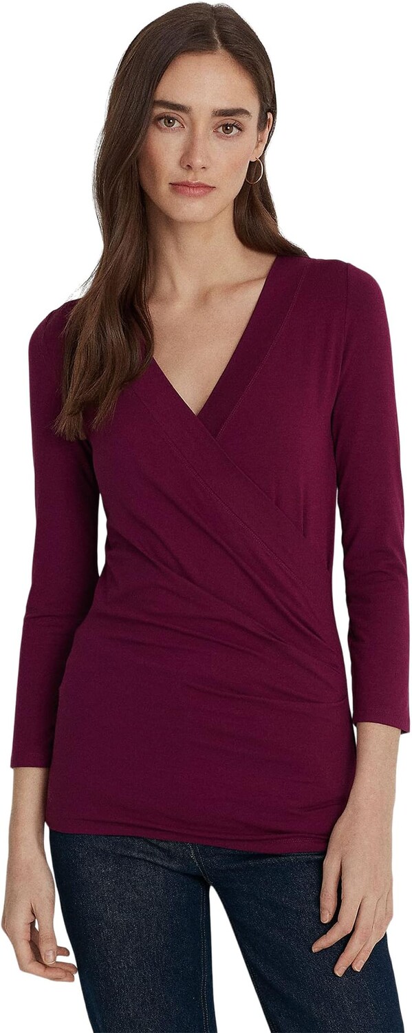 

Трикотажный топ с запахом LAUREN Ralph Lauren, цвет Plum Caspia