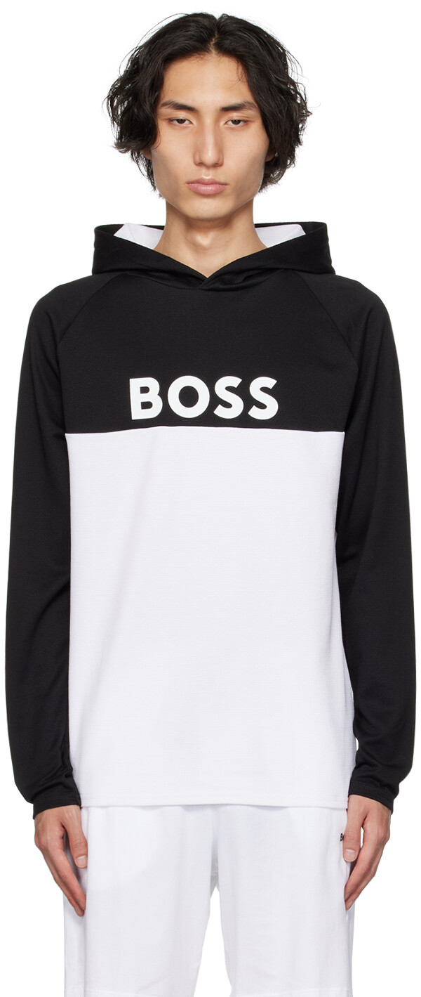 

Черно-белое худи со вставками BOSS, Черный