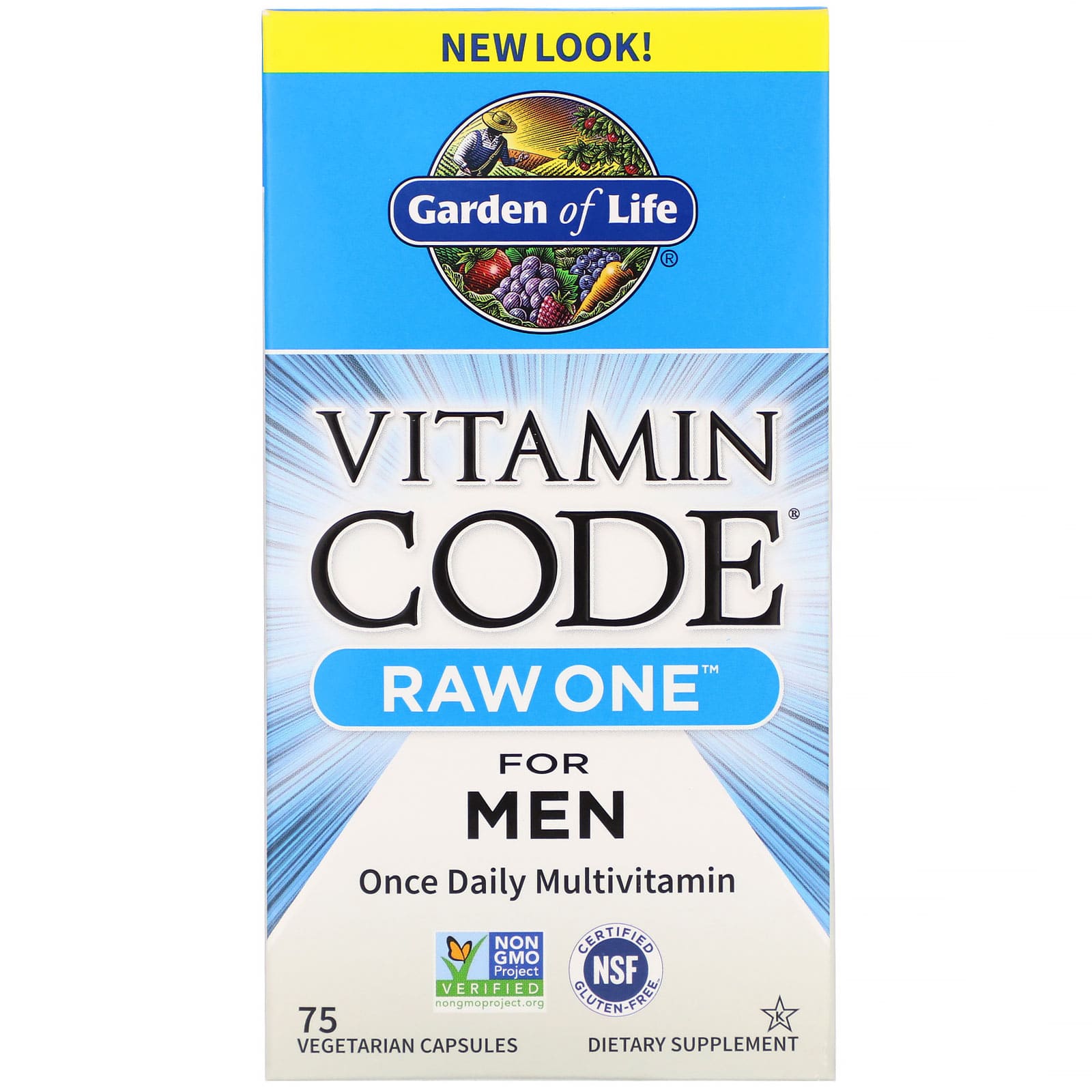 

Vitamin Code, RAW One, мультивитаминная добавка для мужчин (для приема 1 раз в день), 75 вегетарианских капсул, Garden of Life