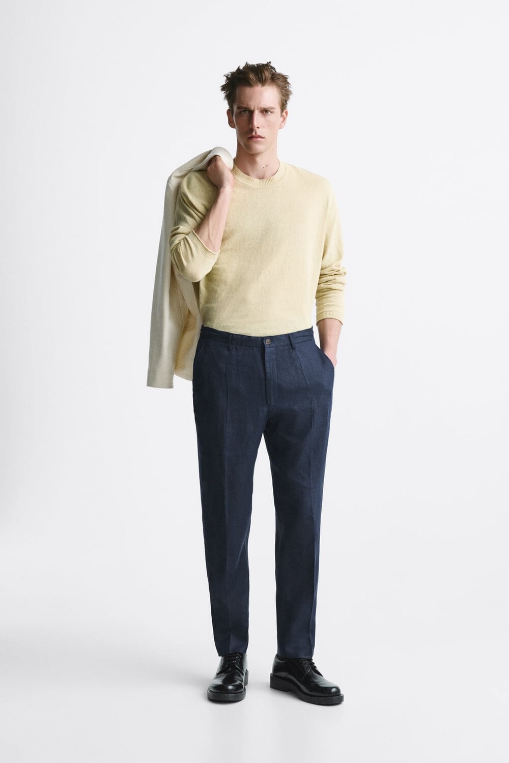

Брюки из 100% льна ZARA, синий