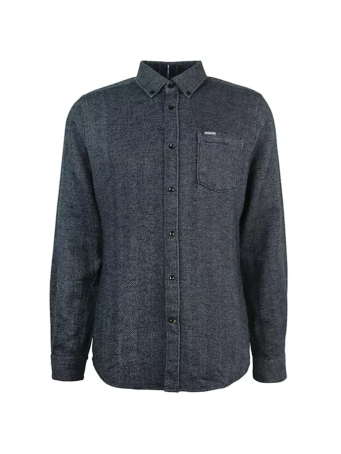 

Хлопковая рубашка Robertson с узором «елочка» Barbour, серый