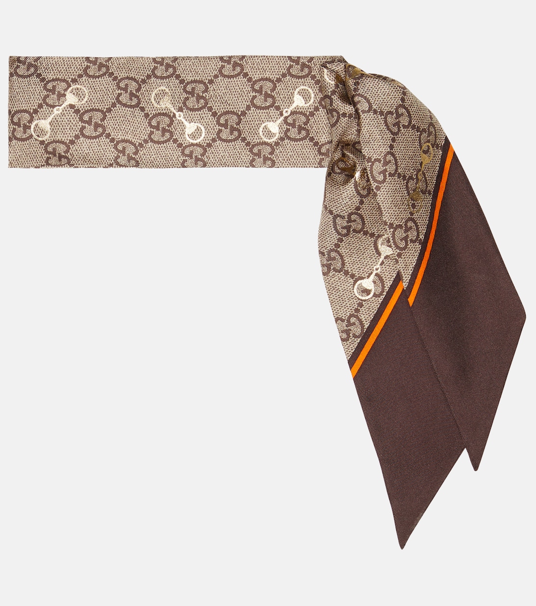 Шелковый шарф с узором GG Gucci, бежевый