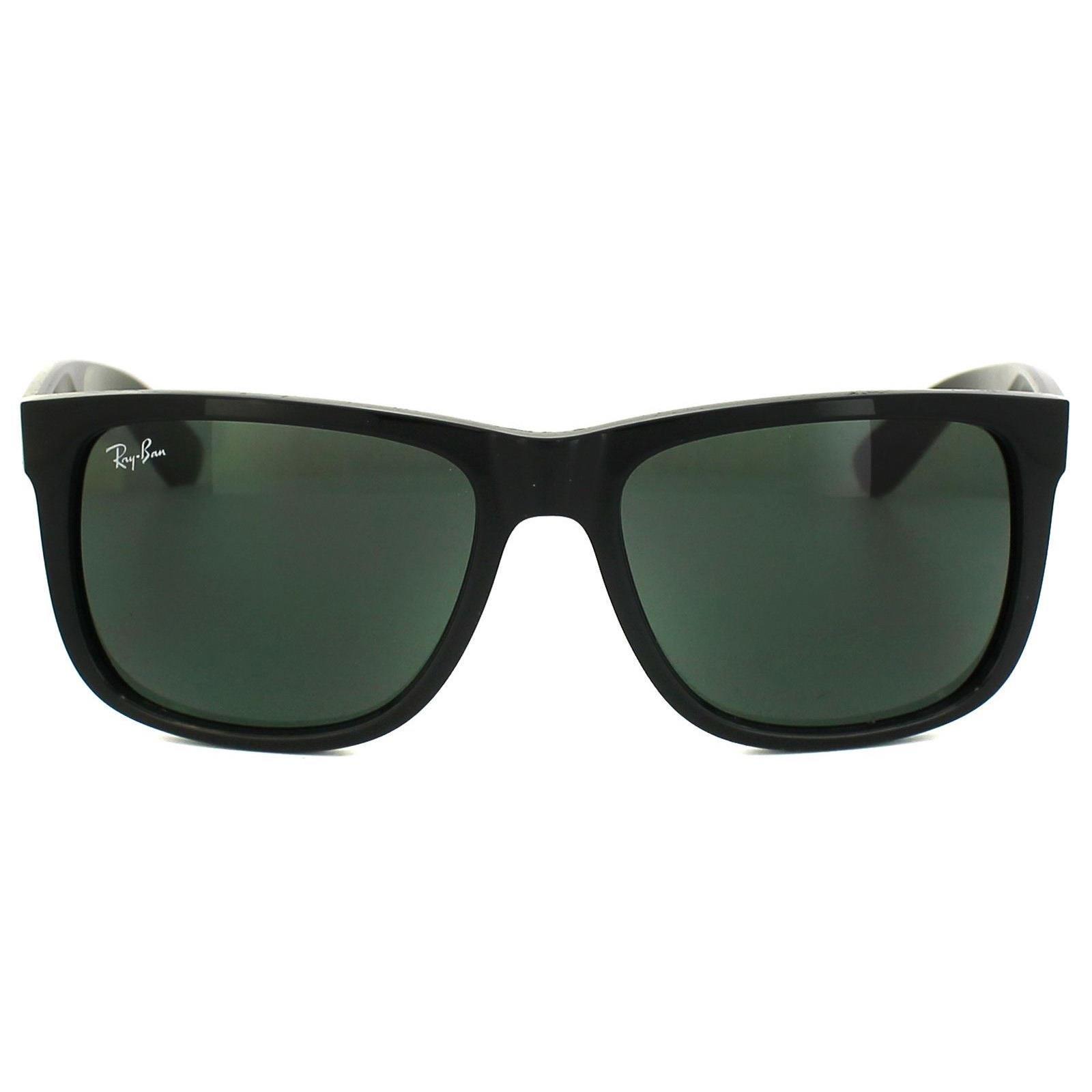 Прямоугольные блестящие черные зеленые солнцезащитные очки Justin 4165 Ray-Ban, черный