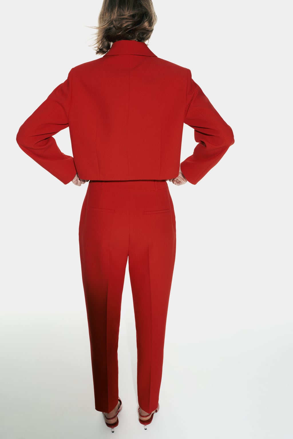

Брюки с высокой талией ZARA, красный