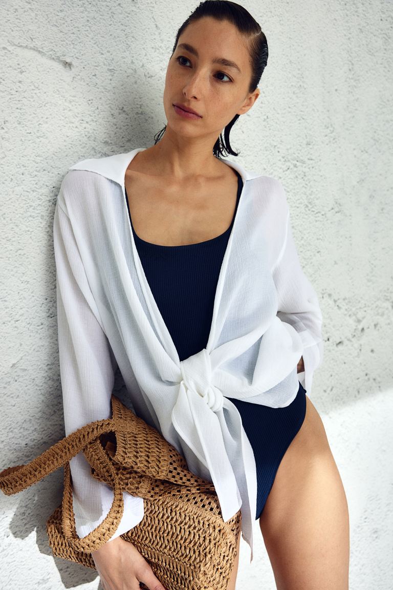 Пляжное платье с завязками H&M, белый