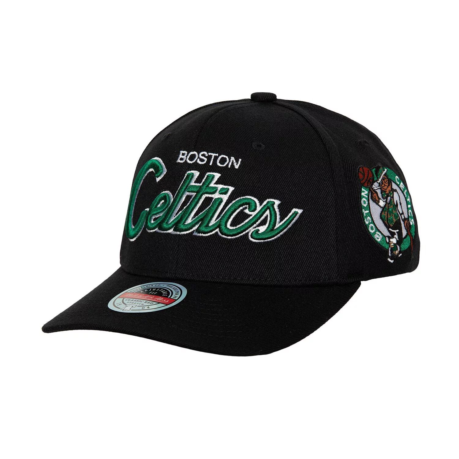 

Мужская черная кепка с эластичной спинкой Mitchell & Ness Boston Celtics MVP Team Script 2.0