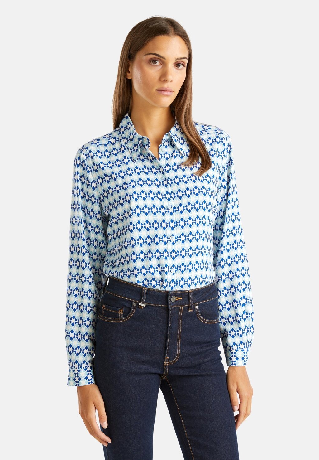 

Блузка на пуговицах PATTERNED United Colors of Benetton, синий