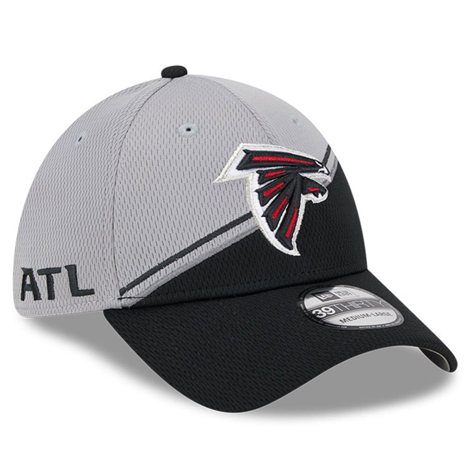 

Мужская кепка New Era серо-черная Atlanta Falcons 2023 Sideline 39THIRTY Flex Hat