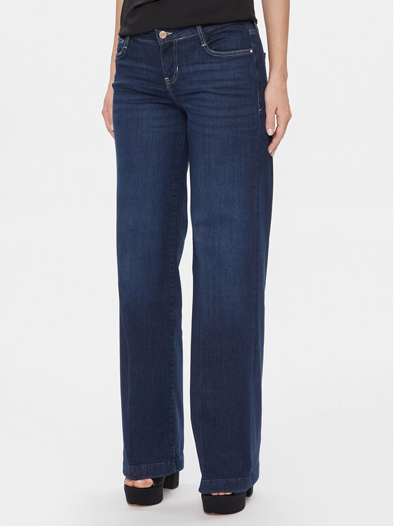 Широкие джинсы Guess, синий джинсы широкие guess свободный силуэт размер 8 синий