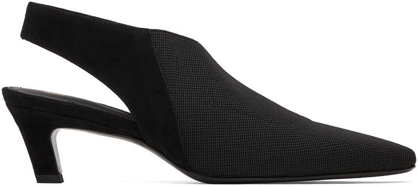 Черные туфли на каблуке с эластичной пяткой на среднем каблуке Toteme