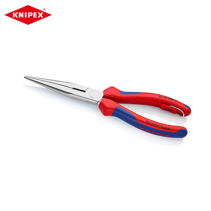 Острогубцы KNIPEX с ножницами, двухцветная ручка 200 мм, хромированная, с кольцом против падения, устье крана, иглогубцы с длинным носом 26 15 200 T