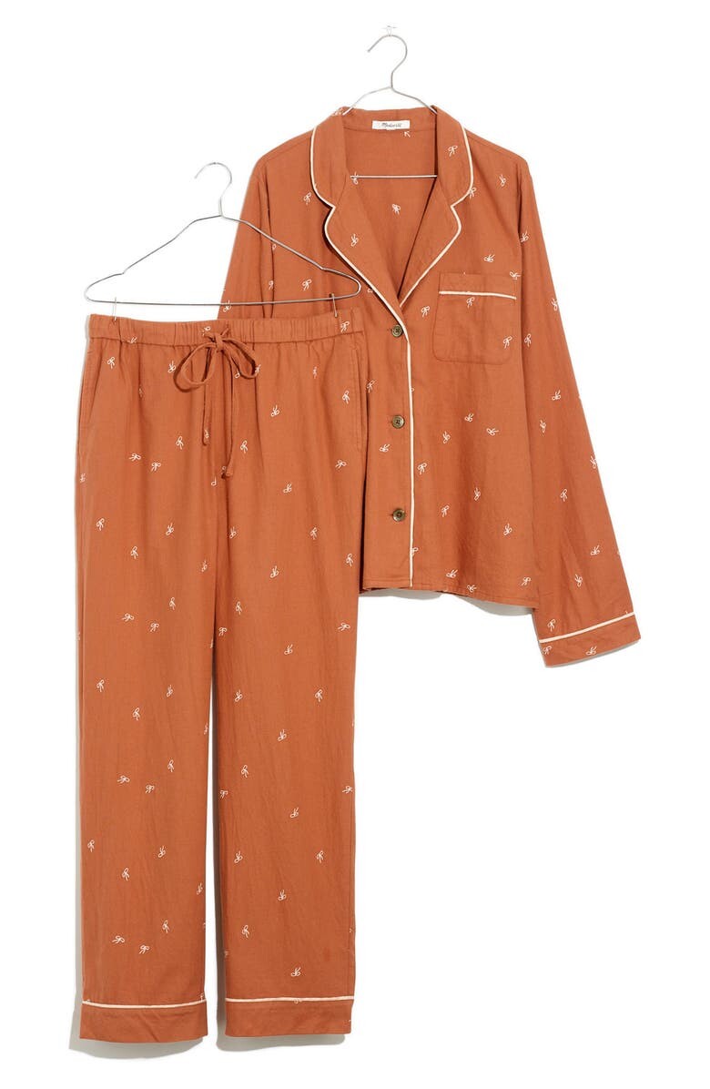 

Фланелевая пижама для сна с вышивкой бантом MADEWELL