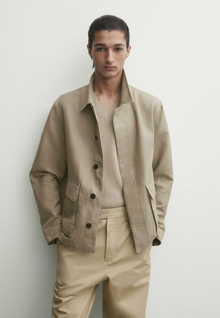 Легкая куртка WITH POCKETS Massimo Dutti, цвет camel куртка massimo dutti jacket with pockets серо голубой