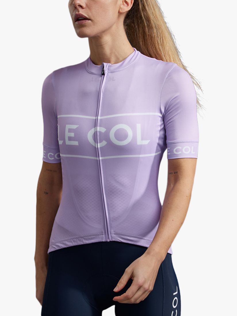 Спортивная трикотажная велосипедная футболка с логотипом Le Col, сирень pull laredoute en fine maille col v logo dos l черный