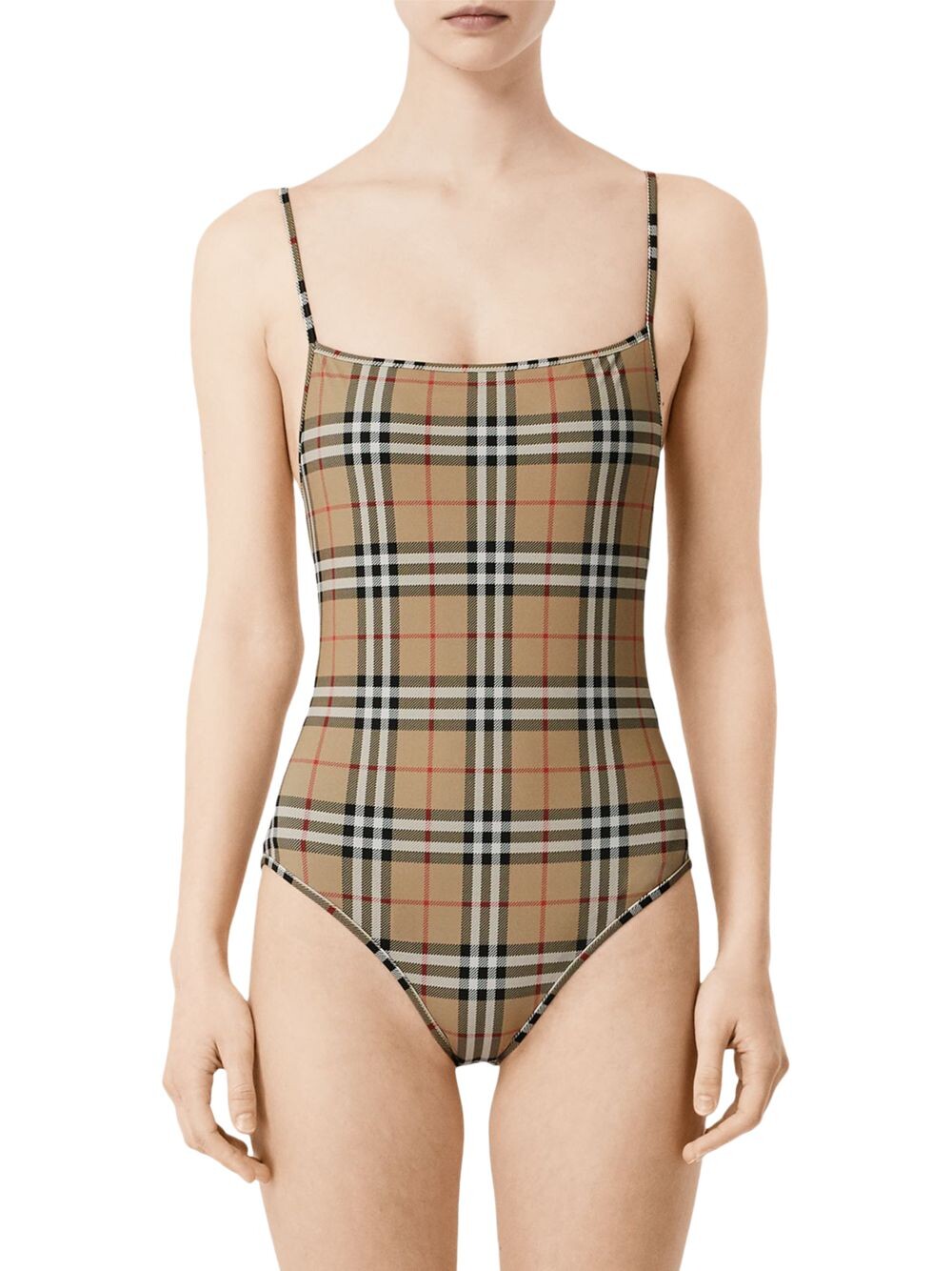 

Слитный купальник в клетку Archive Burberry, желтый