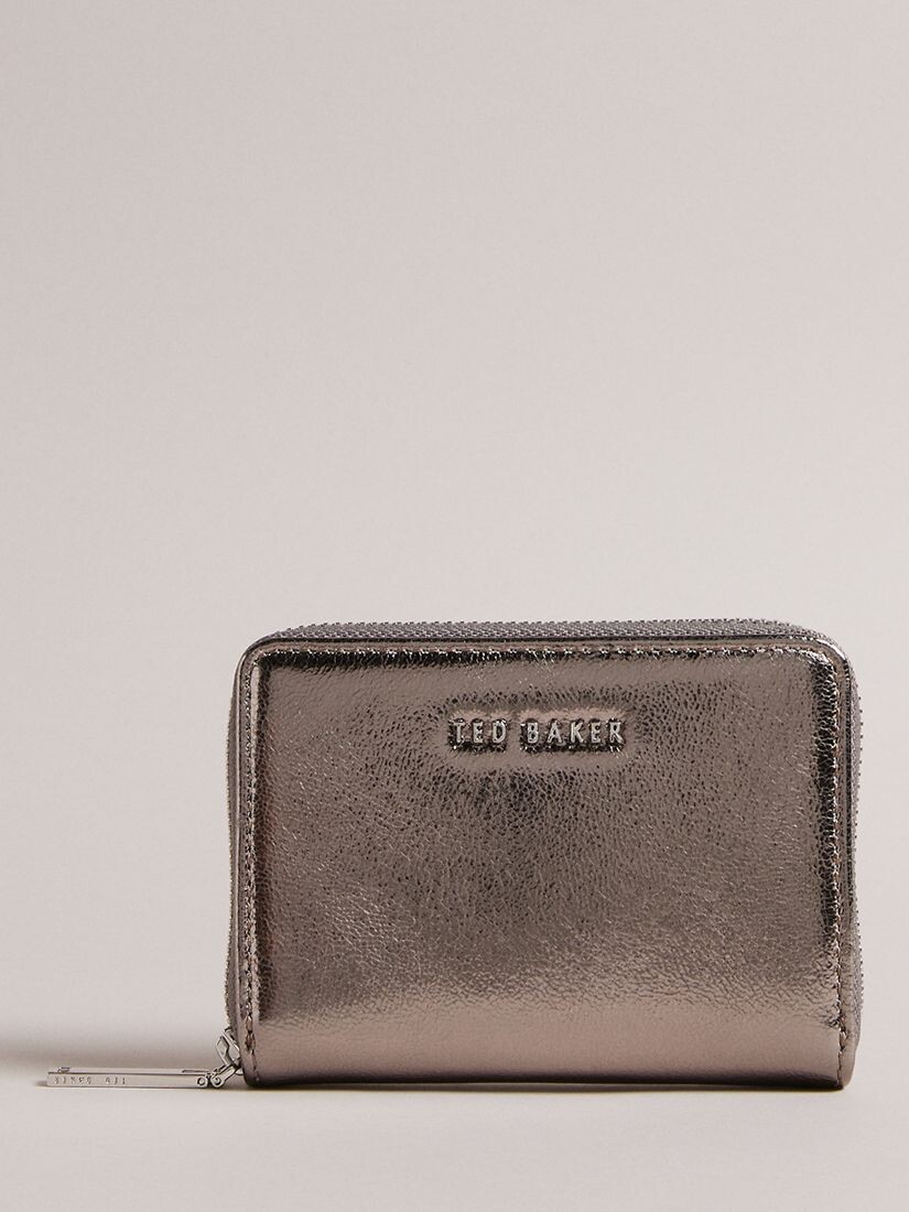 

Маленький кожаный кошелек Lilleee на молнии Ted Baker, серый металлик