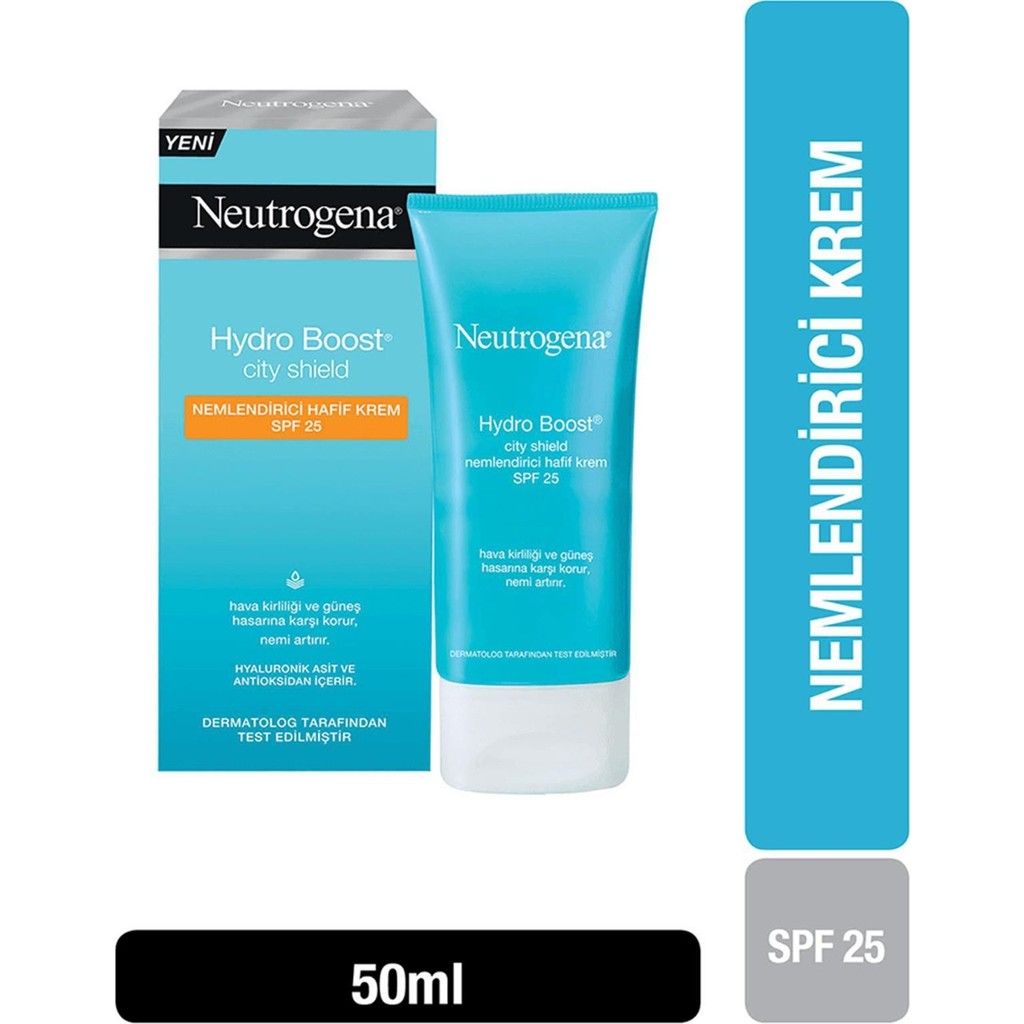Солнцезащитный крем SPF 25 Neutrogena Hydro Boost City Shield, 50 мл увлажняющий крем для губ neutrogena и фактором защиты spf 20