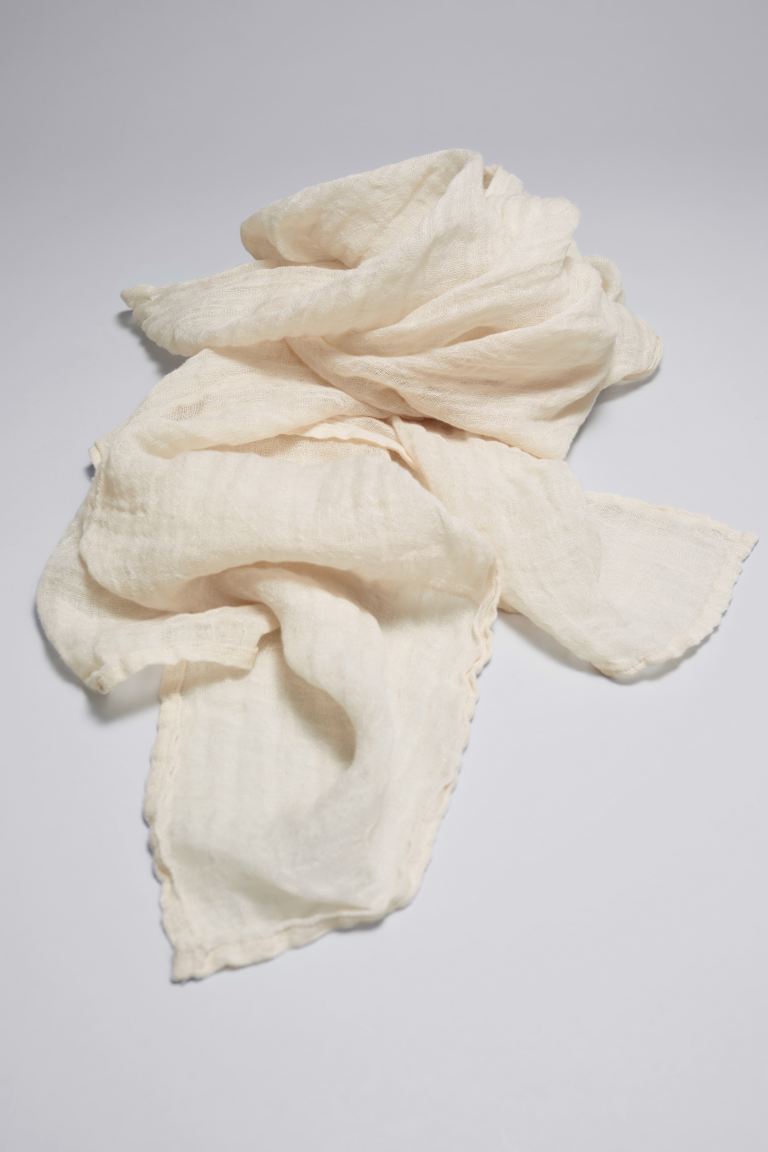 Большой льняной шарф и другие истории H&M, бежевый льняной шарф h