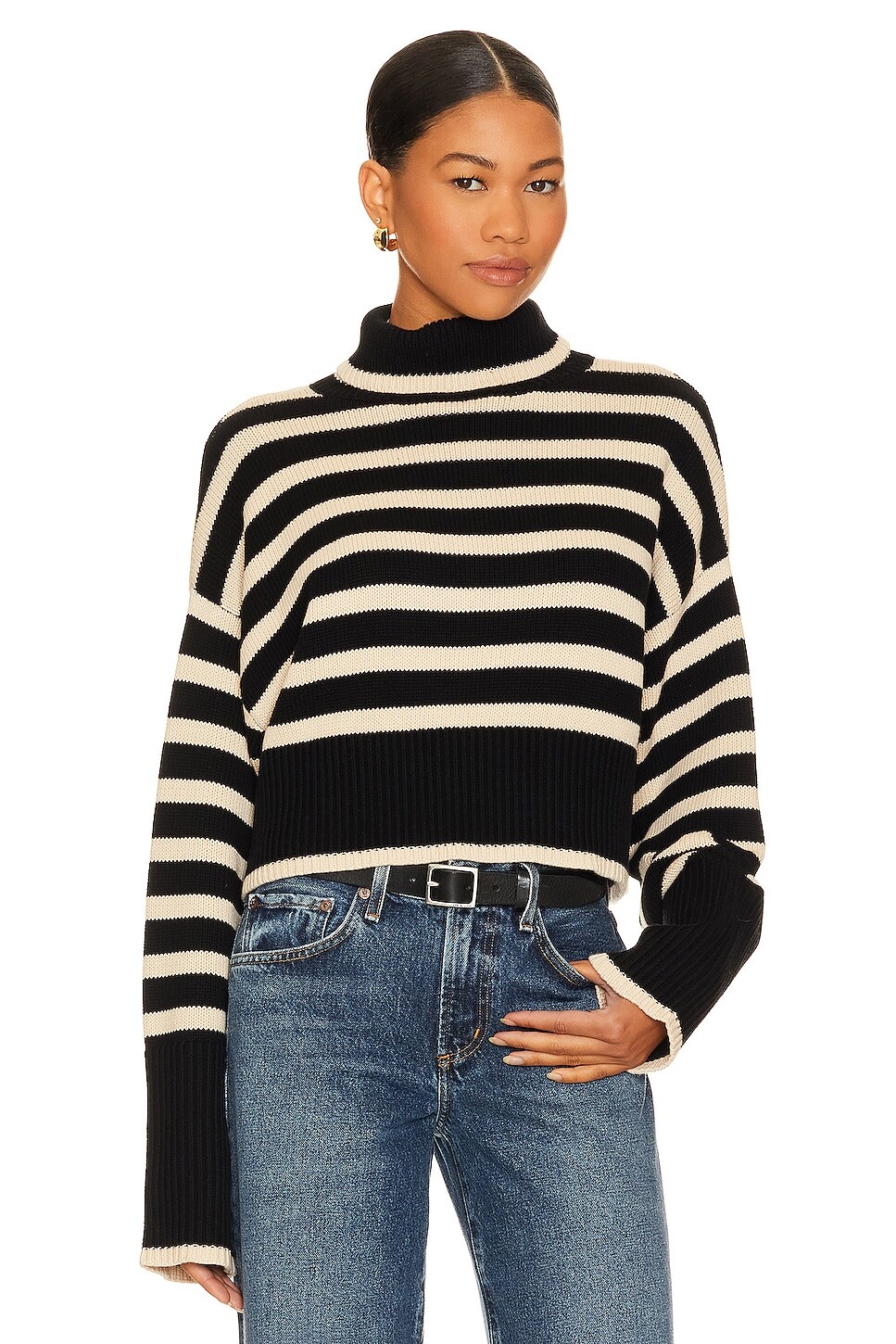 

Свитер Denimist Cropped Sailor Turtleneck, цвет Black & Tan Stripe