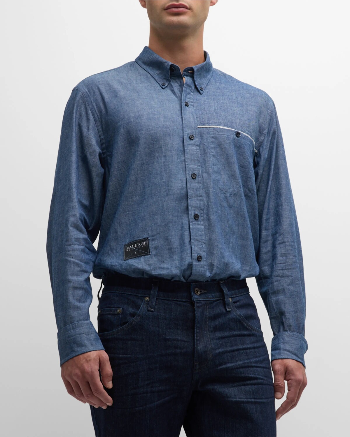 

Мужская оксфордская рубашка на пуговицах с кромкой Raleigh Workshop, цвет Chambray