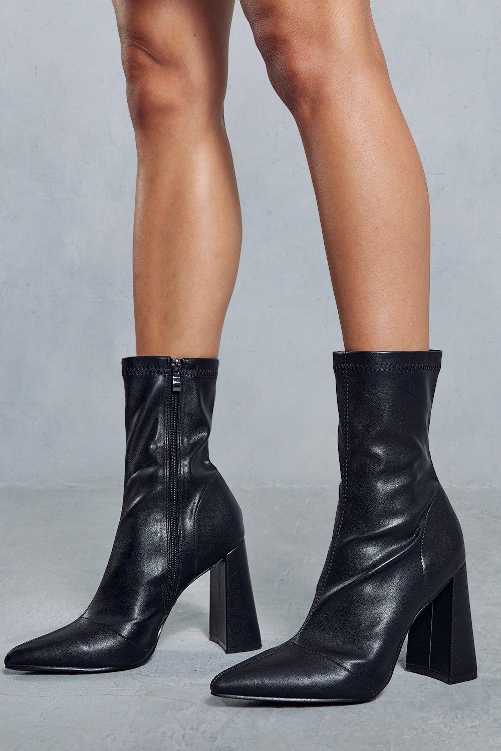 Кожаные ботинки с острым носком на блочном каблуке MISSPAP, черный женские ботинки с острым носком серебристые ботинки на тонком высоком каблуке