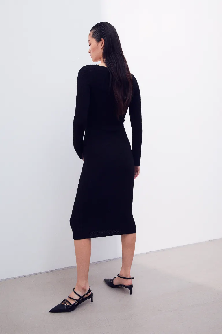 

Вязаное платье-букле H&M, черный