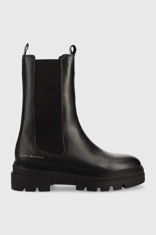 Монохромные кожаные ботинки челси Chelsea Boot Tommy Hilfiger, черный цена и фото