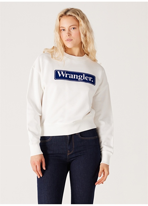 

Белый женский свитшот с круглым вырезом Wrangler