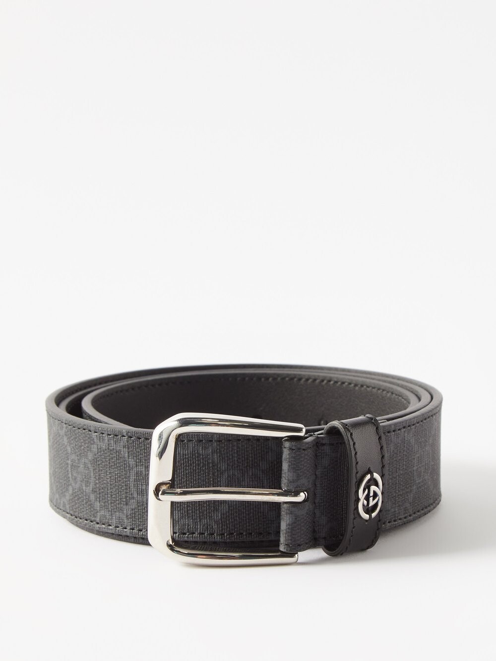 

Ремень из канвы gg-жаккарда и кожи Gucci, черный
