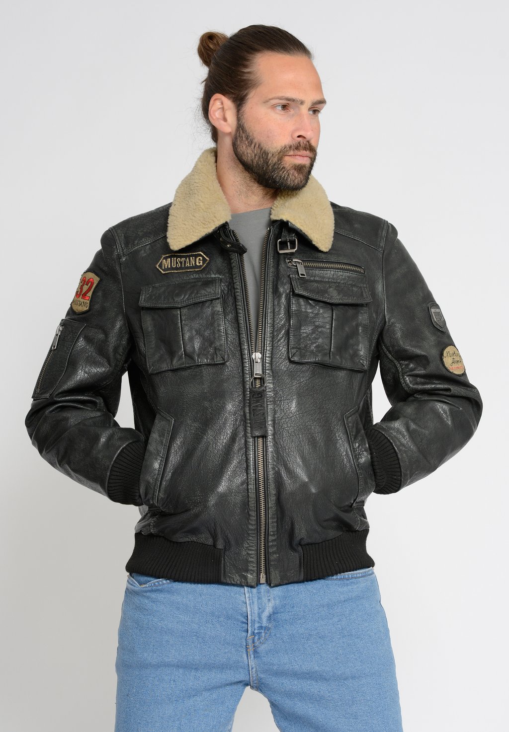 кожаная куртка mustang размер xxl черный Кожаная куртка Mustang Karlstad, черный