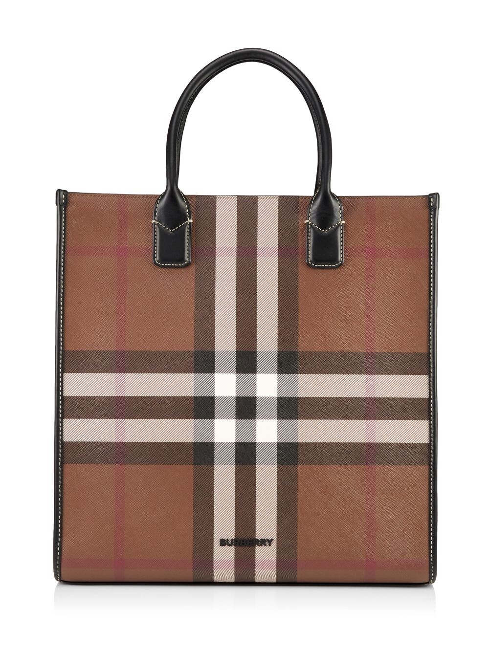 

Узкая большая сумка-тоут Denny Check из плотной ткани Burberry, коричневый