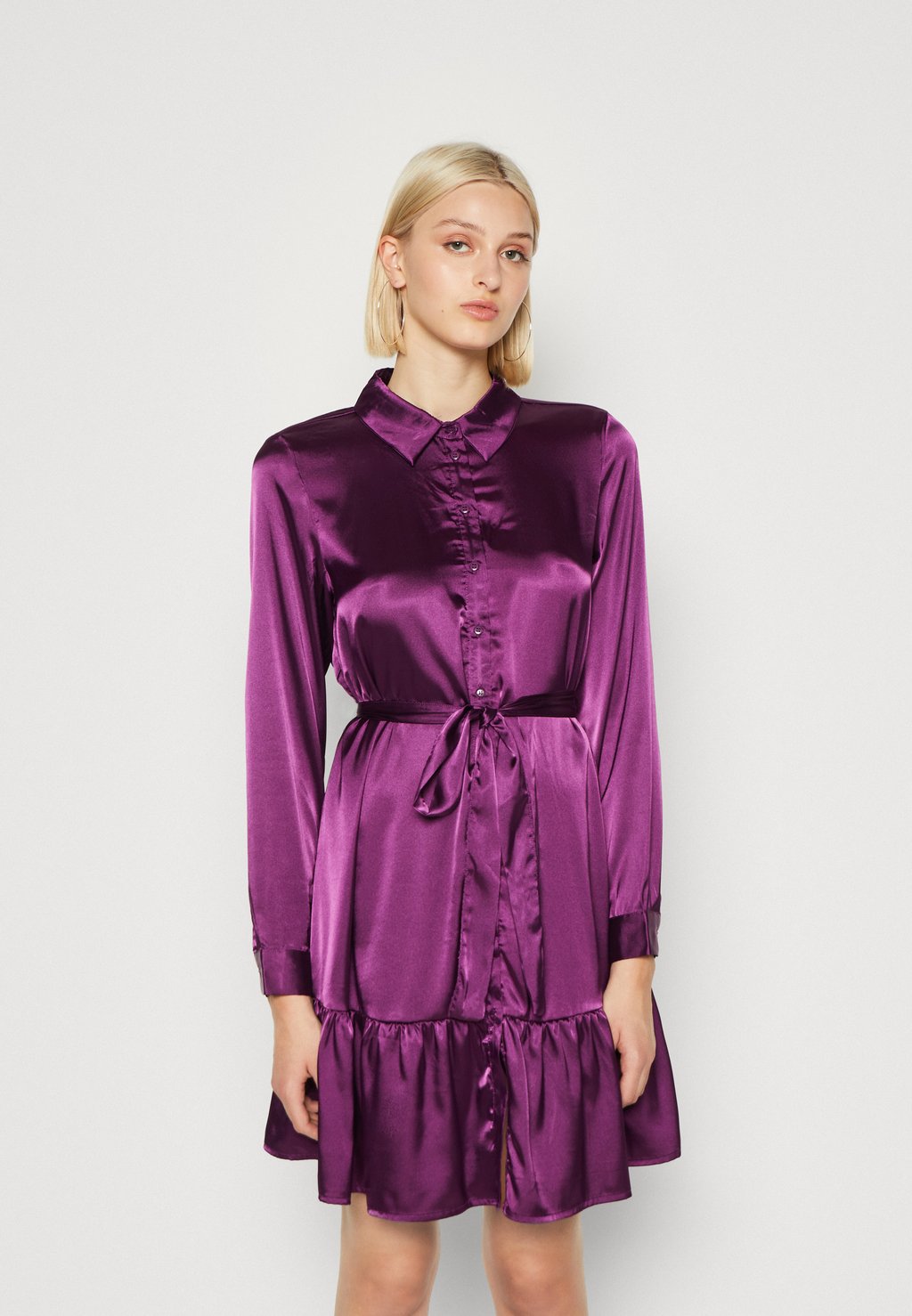 Классическая рубашка VILA ПЛАТЬЕ VISALLY TIE BELT SHIRT, фиолетовое вино постельное бельё purple wine