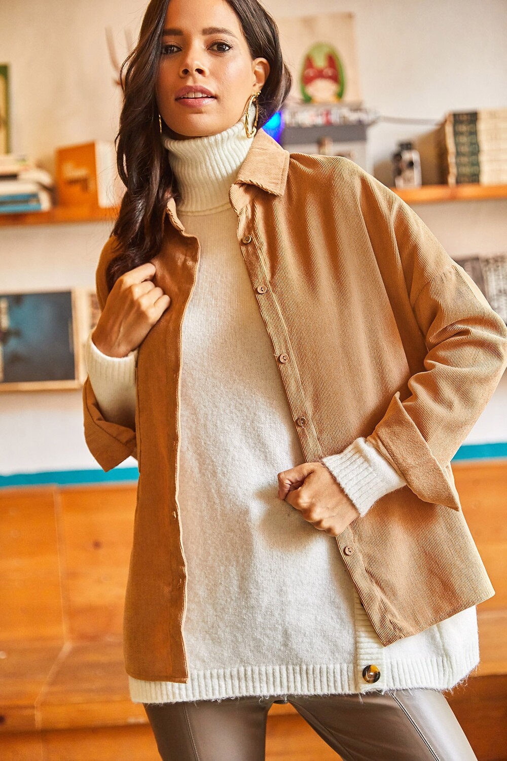 

Рубашка - Коричневая - Oversize Olalook, коричневый