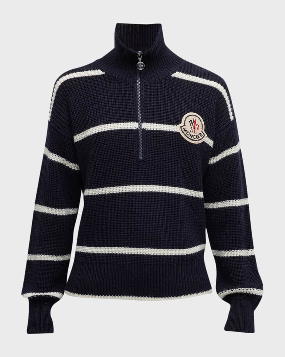 

Полосатая шерстяная водолазка с молнией на четверть Moncler