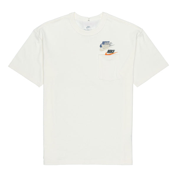 Футболка Men's Nike As Nsw Tee Prem Pocket Casual Breathable Round Neck Logo Solid Color Short Sleeve White T-Shirt, мультиколор