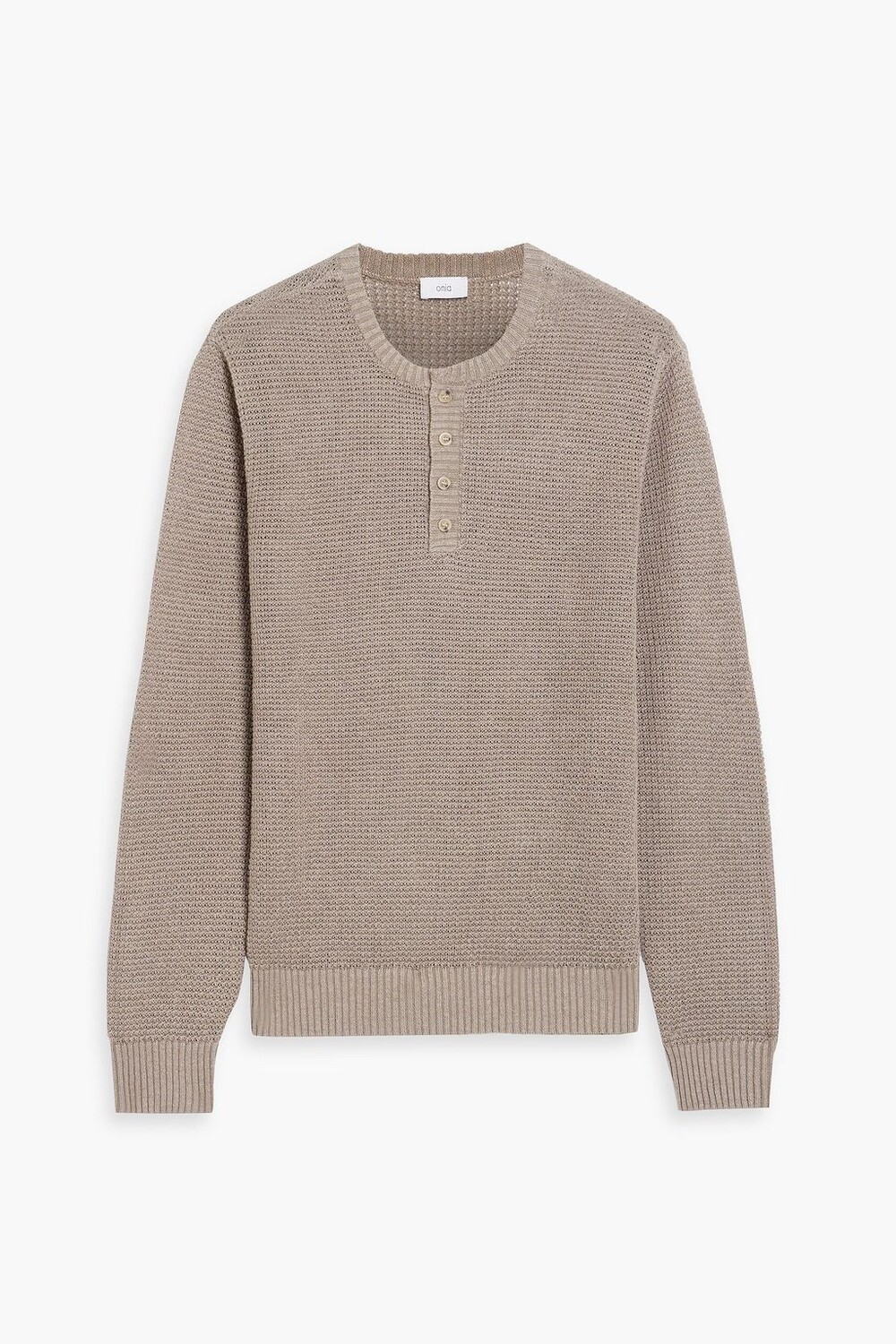 

Льняной свитер Henley вафельной вязки ONIA, грибной, Серый