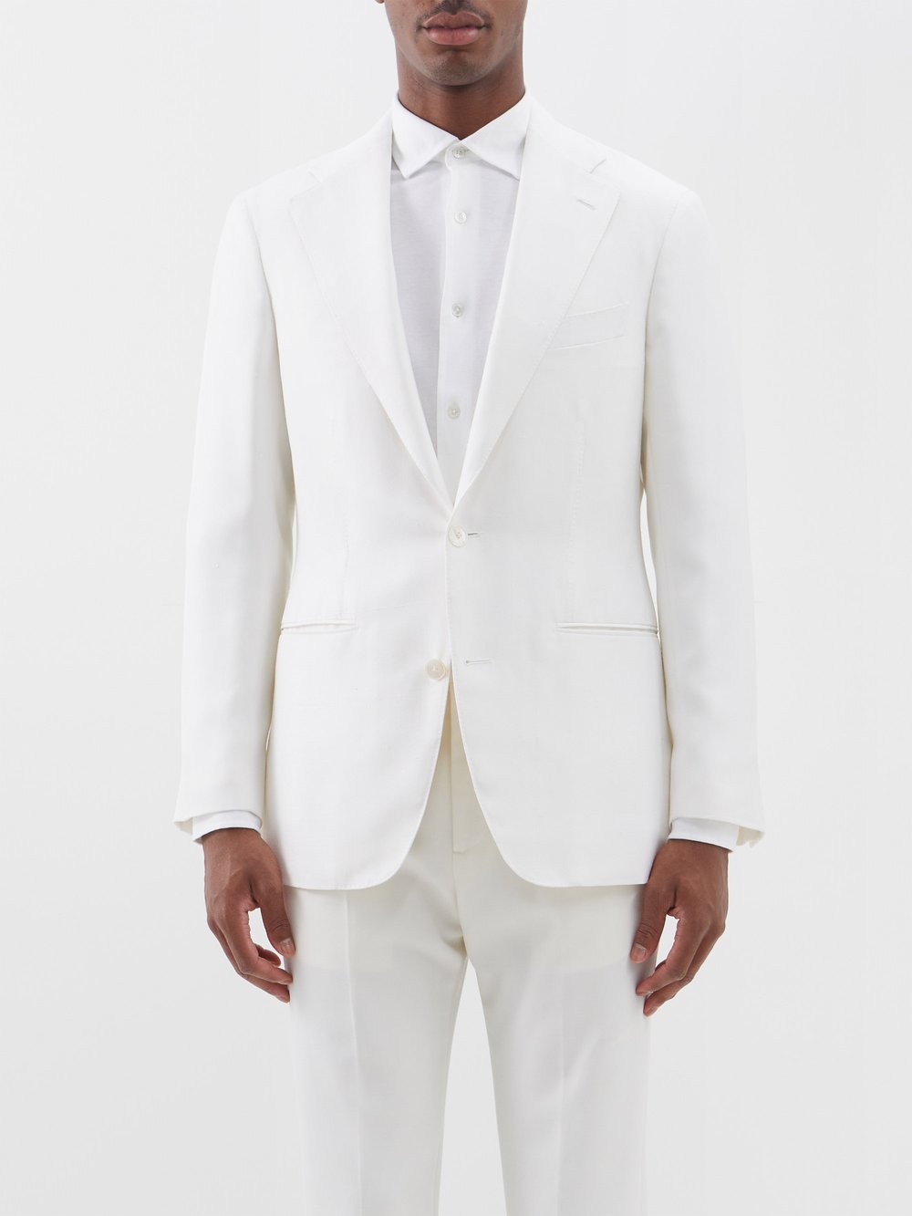 Пиджак из шелковой парусины с зазубренными лацканами Saman Amel, белый